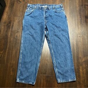 Carhartt Men Carpenter Jeans Blue Pockets Loose Original Fit Denim 44x32